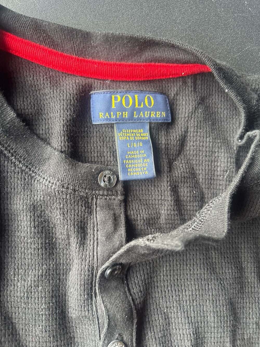Polo Ralph Lauren Men's Black Long Sleeve Waffle Knit Thermal Henley Sleepwear S